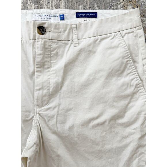 Peter Manning Pants Mens 38x26 Light Beige Slim Fit Lightweight Stretch Chino - Picture 2 of 5